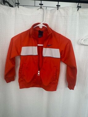 Nike Bright Orange Youth Zip Track Jacket with Navy Label